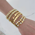 Heart Stretchable Gold Plated CZ Anti Tarnish Brass Bracelet Wholesale
