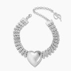 Heart 18K Gold Silver Cubic Zirconia Adjustable Choker Necklace Bulk
