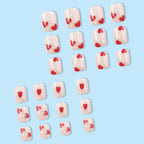 Heart Red Baby Pink Finger Nail Pack Of 10 + Extra 14 For Women Bulk