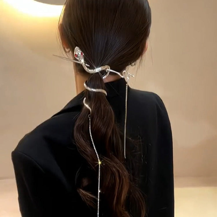 Luxury Snake Design Silver Plated Rhinestone Hair Accessories Bulk Main image