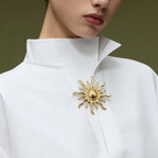 Gold Silver Vintage Sun Rays Plated Plain Alloy Brooch For Women Bulk