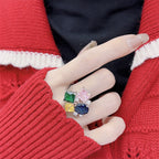 Wholesale Multi-Shape Cluster Silver CZ Copper Anti Tarnish Fancy Ring