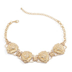 Lion Head Face 18K Gold Choker Necklace For Women Bulk