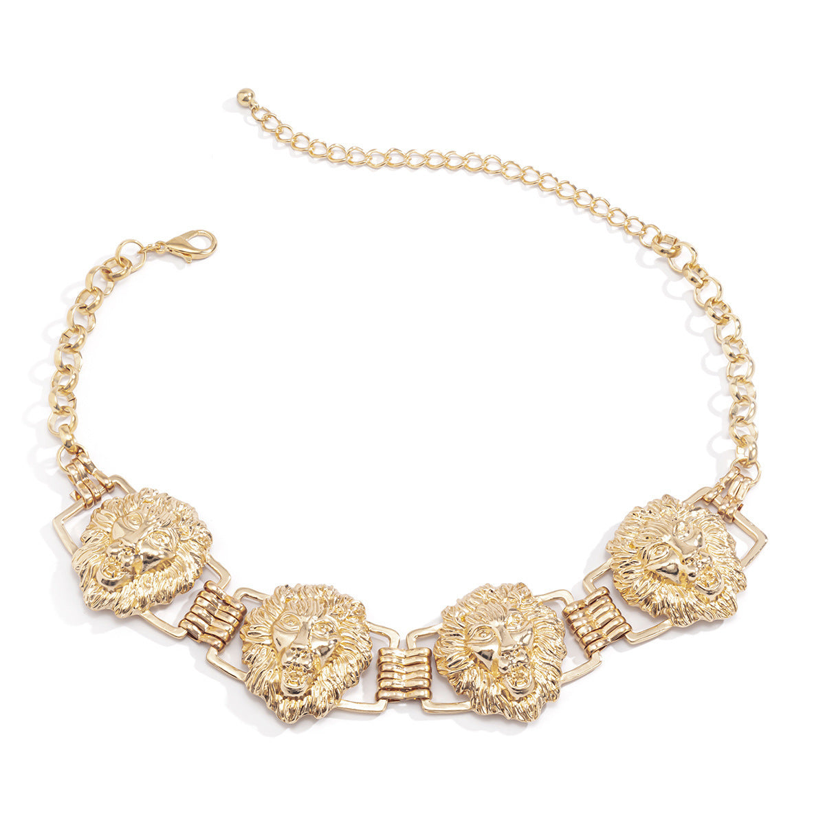 Lion Head Face 18K Gold Choker Necklace For Women Bulk