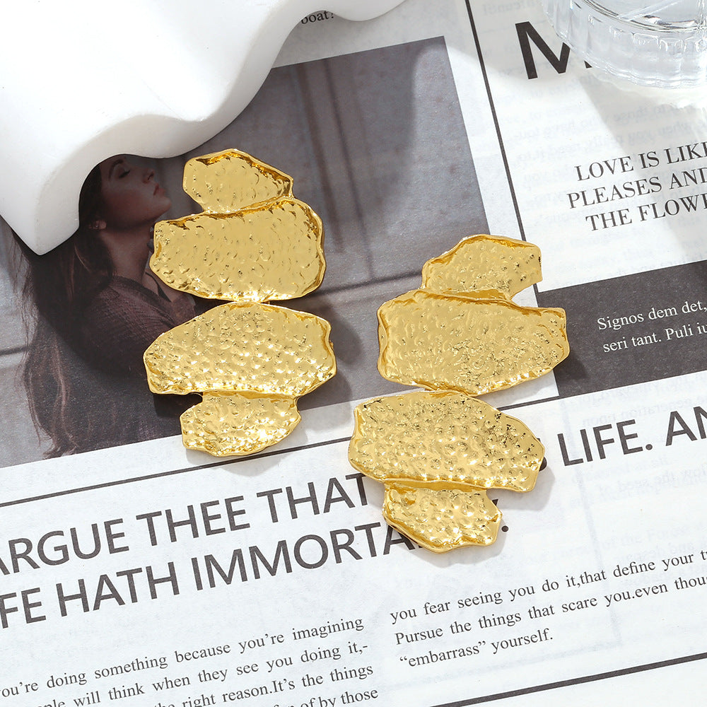 Beaten Finish Joint Leaf Part Gold Anti Tarnish Dangler Earring Bulk