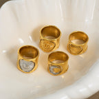 Sun 18K Gold Silver Stainless Steel Anti Tarnish Band Ring Women Bulk