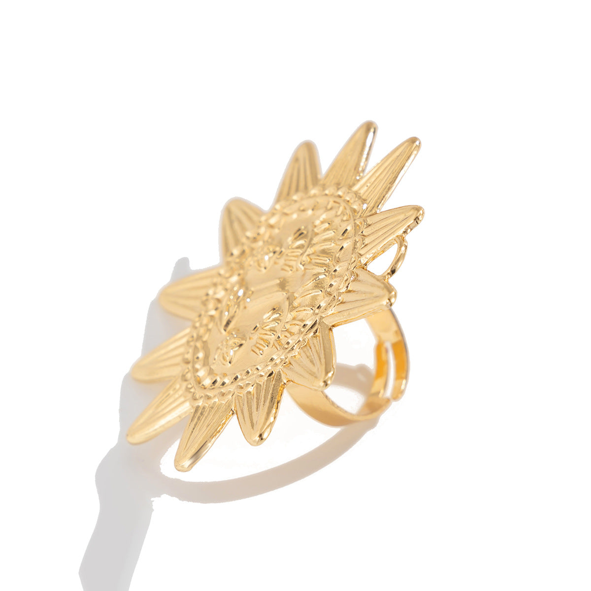Star Sun Face 18K Gold Silver Big Free Size Ring For Women Bulk