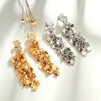 Gold Silver Star Cubic Zirconia Copper Dangler Earrings For Women Bulk