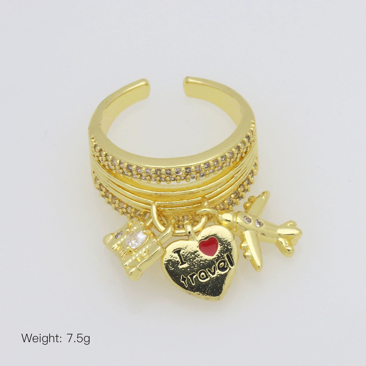 Multi Color Stackable Charms Gold Enamel Copper Cocktail Ring Wholesale