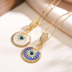 White Blue Evil Eye Gold Copper Earring Pendant Chain For Women Bulk