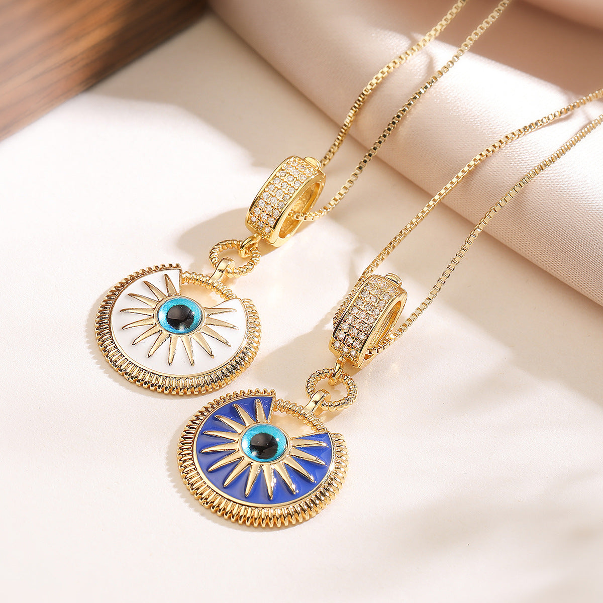 White Blue Evil Eye Gold Copper Earring Pendant Chain For Women Bulk
