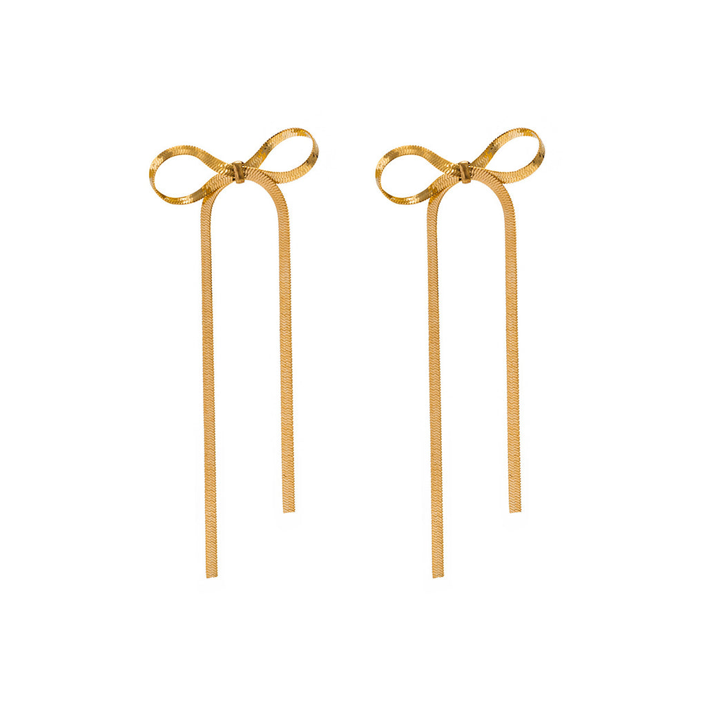 Bow Ribbon Knotted 18K Gold Plated Anti Tarnish Necklace Earring Bracelet Set For women