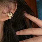 Gold Silver Double Band Cubic Zirconia Copper Ear Cuff Earrings Women Bulk