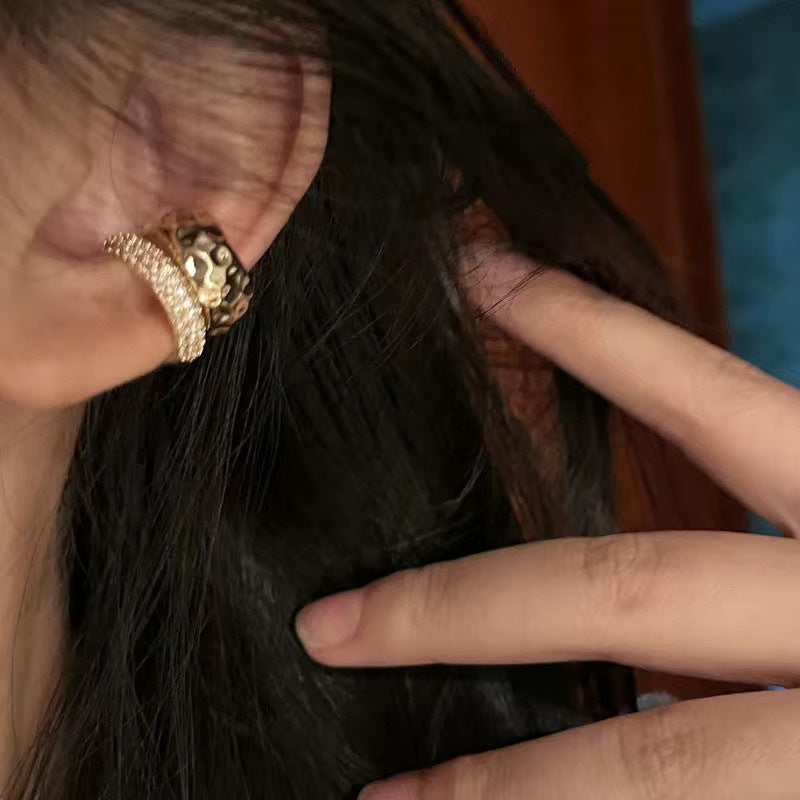 Gold Silver Double Band Cubic Zirconia Copper Ear Cuff Earrings Women Bulk