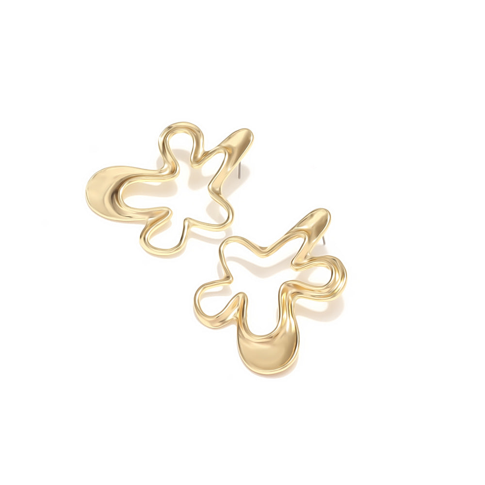 Gold Abstract Floral Hoop Earrings For Women Bulk
