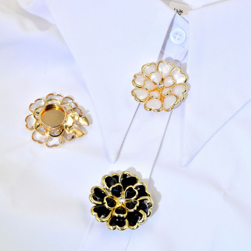 Bulk Multi Color Designer Flower Style Gold Crystal Brass Button Cover