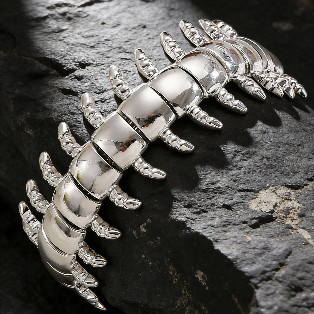 Gothic Centipede Design Silver Plated Alloy Bracelet For Men Wholesale