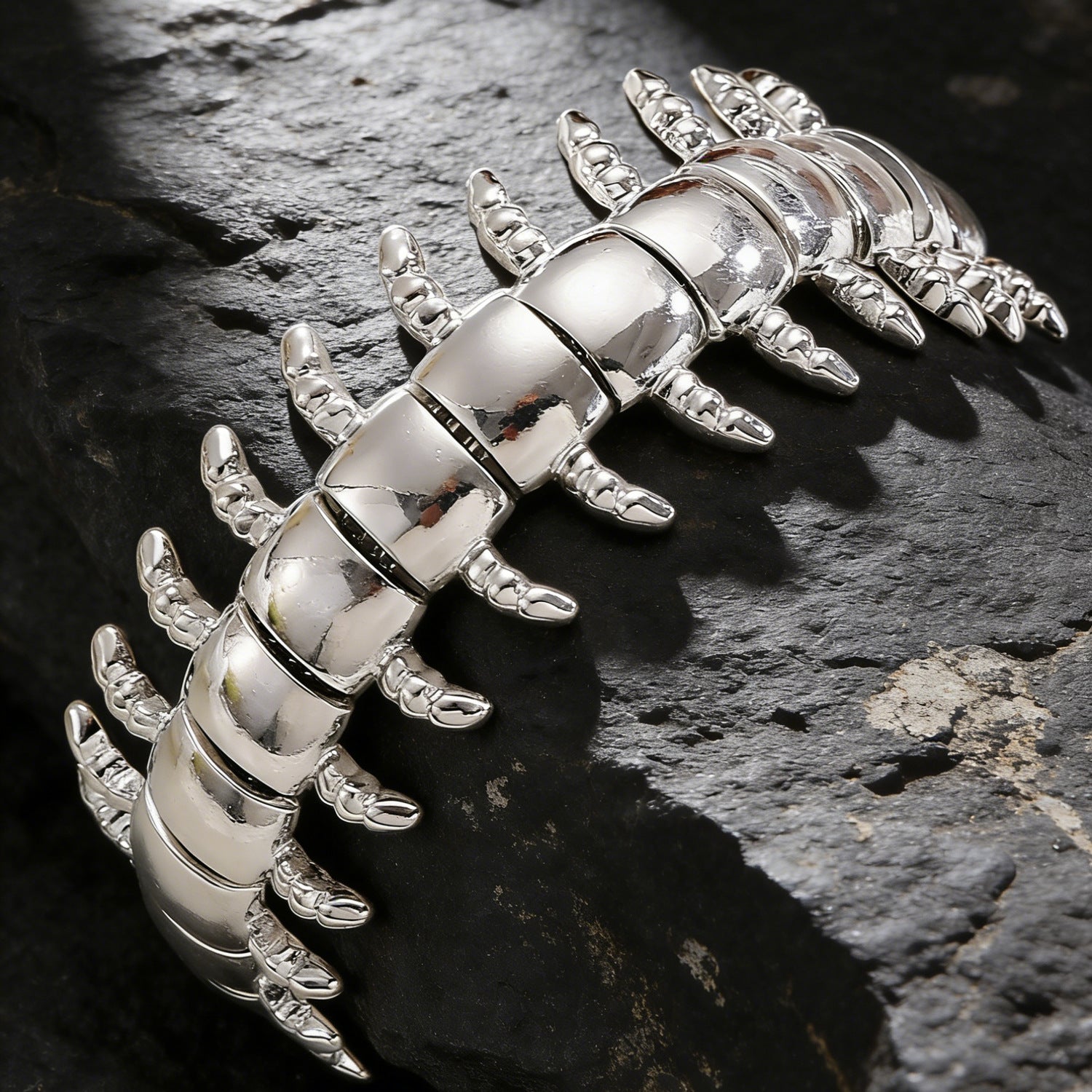 Gothic Centipede Design Silver Plated Alloy Bracelet For Men Wholesale