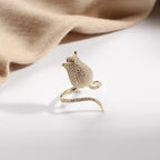 Tulip 18K Gold Plated Blue White Black Purple Sparkling Pave Crystals Anti Tarnished Free Size Ring For Women