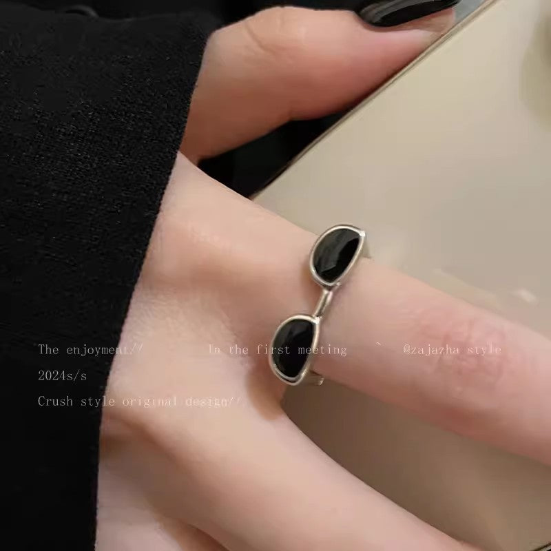 Sunglasses Goggles Black Silver Anti Tarnish Band Ring For Women Bulk