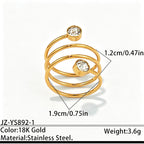 Designer Multi-Layer Gold Plated CZ Stainless Steel Fancy Ring Bulk