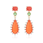 Multi Color Gemstone Gold Plated White CZ Teardrop Dangler Earrings Bulk