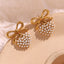 Bow Heart Pearl 18K Gold Anti Tarnish Stainless Steel Dangler Drop Earrings For Women