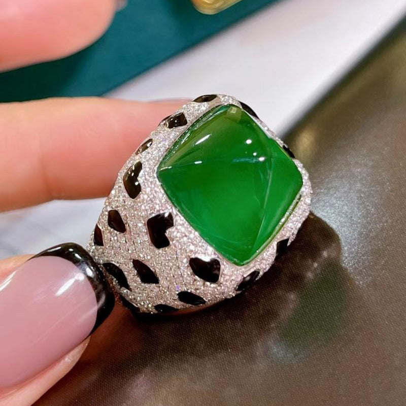 Cushion Cut Green Red CZ Black Silver Anti Tarnish Free Size Ring Bulk