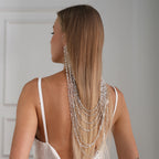 Long Multi-Layered Chain Rhinestones Silver Ear Cuff Earring Bulk