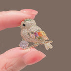 Multi Color Bird Gold Cubic Zirconia Copper Brooch For Women Bulk
