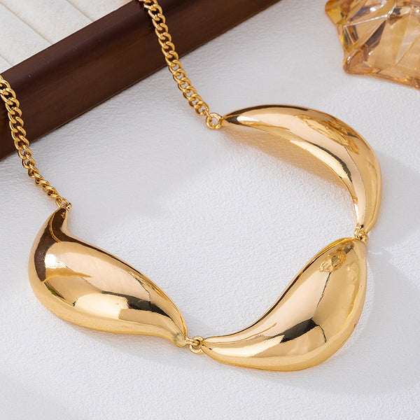 Gold Modern Bean Plain Necklace For Women Bulk Secondary image