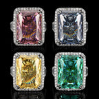 Premium Square Cut Silver Plated CZ Copper Anti Tarnish Fancy Ring Bulk