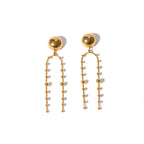18K Gold Anti Tarnish Stainless Steel Ball Layer Tassel Dangler Earrings For Women