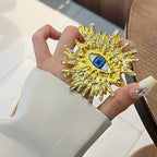 Bulk Blue Evil Eye Gold Plated Rhinestone Alloy Adjustable Fancy Ring
