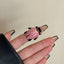Beetle Black Pink Enamel Crystal Free Size Ring For Women Bulk