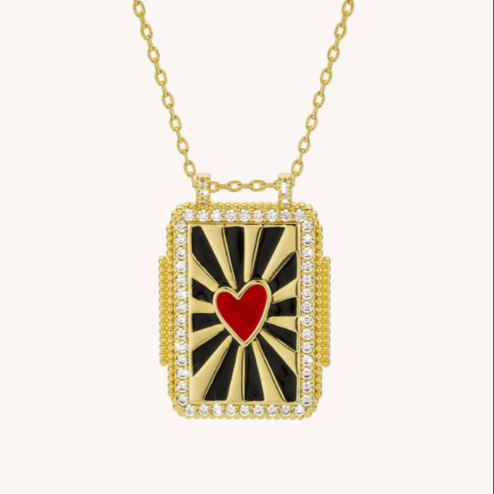 Heart CZ 18K Gold Red Black Anti Tarnish Necklace Pendant Chain Bulk