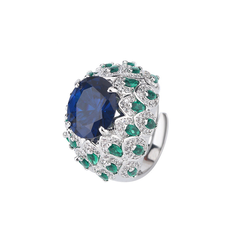 Oval Multi Gemstones CZ Crystal Silver Anti Tarnish Ring Bulk