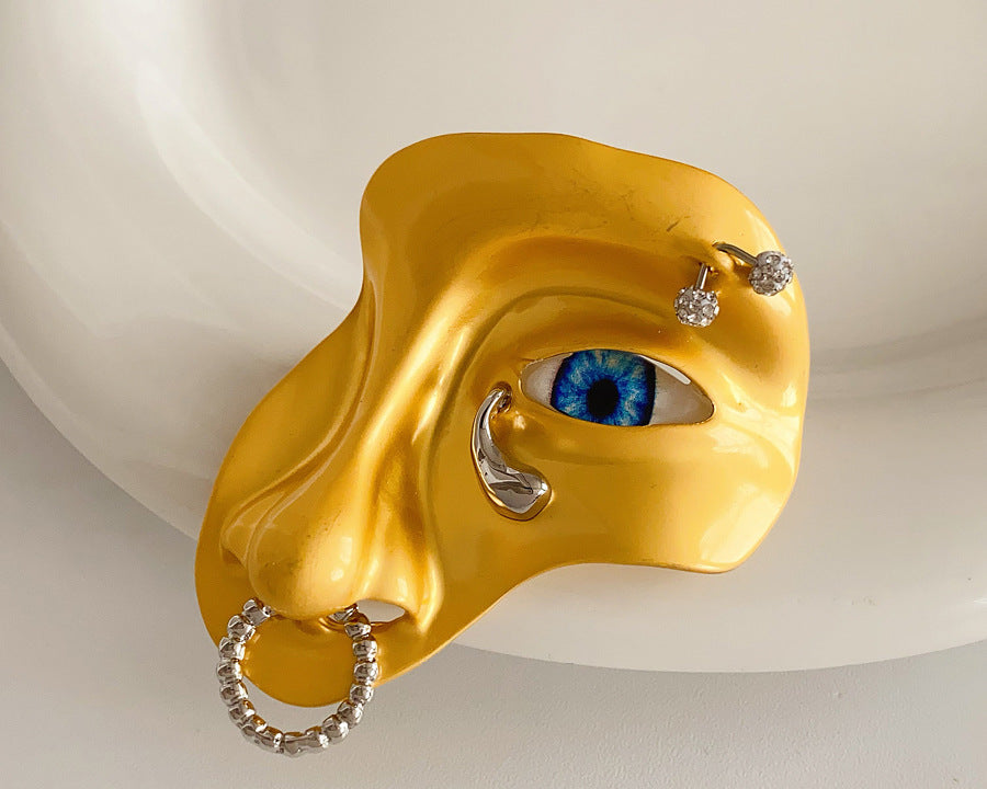 Gold Silver Half Face Beads Alloy Brooch For Women Bulk