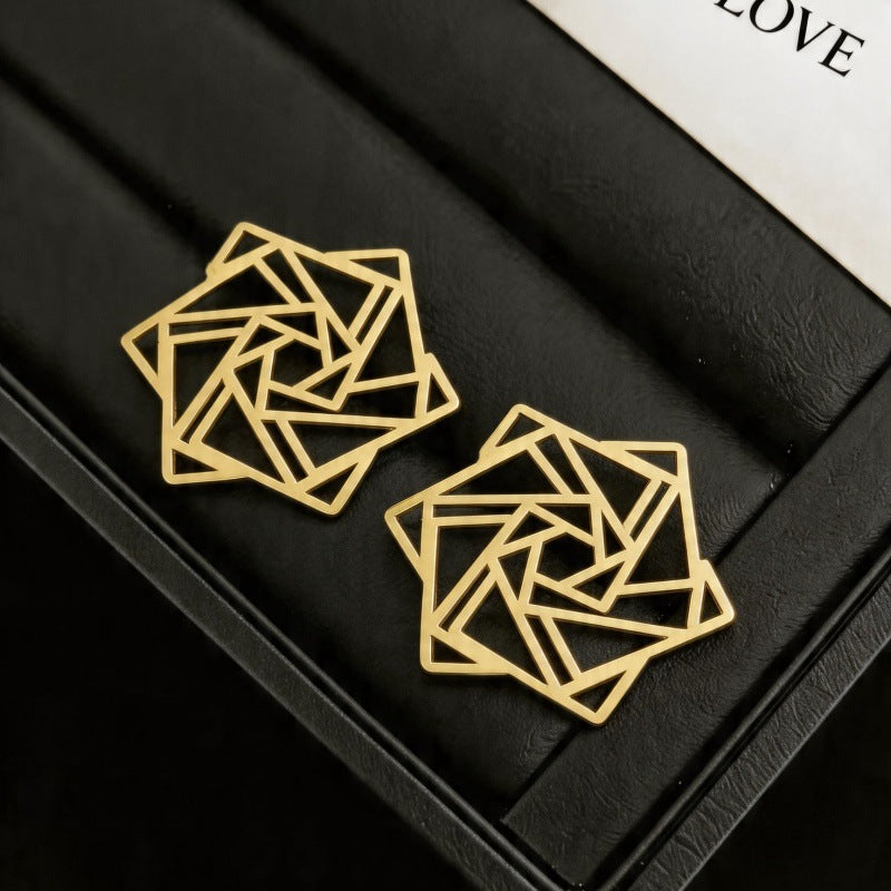 Gold Geometric Abstract Plain Stud Earrings For Women Bulk