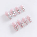 Sparkle White CZ Baby Pink Finger Nail Pack Of 10+Extra 14 Bulk