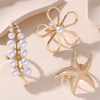Leaf Pearl 18K Gold White Anti Tarnish Adjustable Ring For Women Bulk