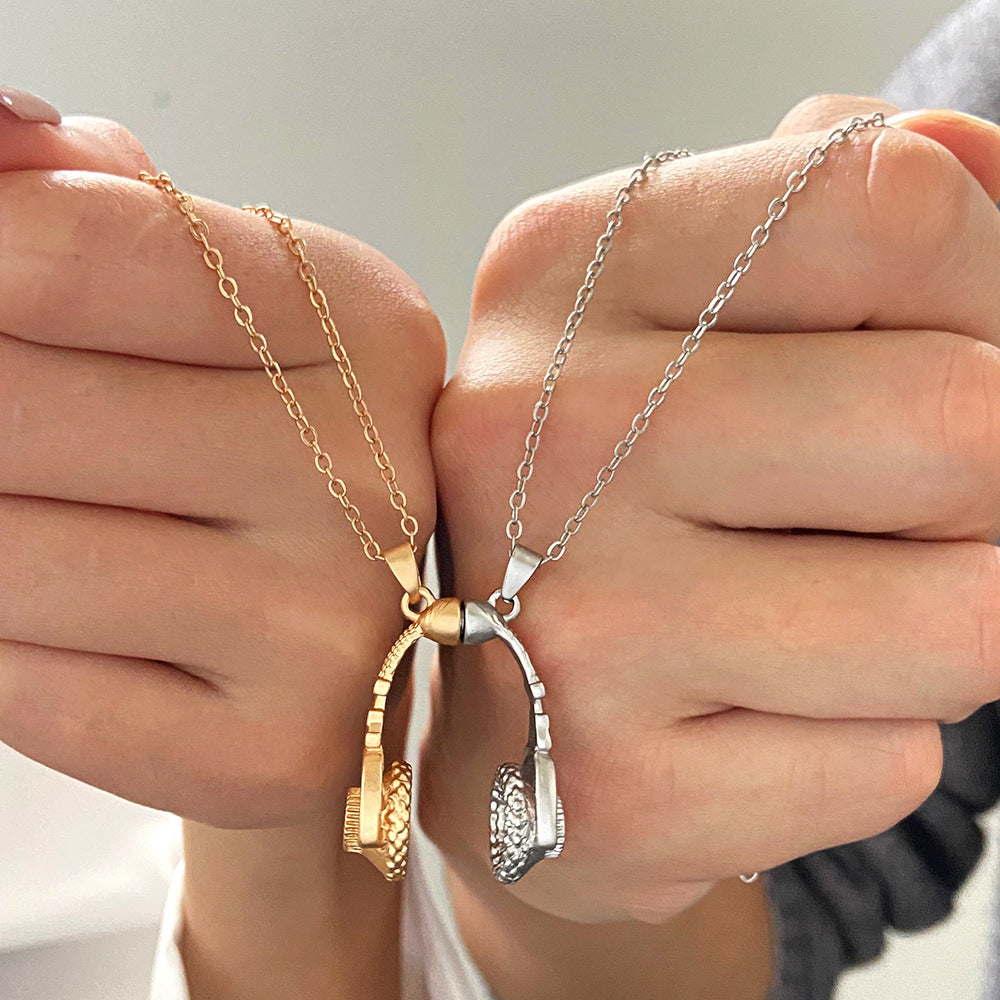 Elegant Headphone Gold Silver Plated Plain Alloy Pendant Chain Bulk