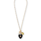 Heart 18K Gold Black Pearl CZ Anti Tarnish Necklace Pendant Chain Bulk