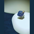 Square Yellow Blue CZ Silver Anti Tarnish Free Size Ring Bulk