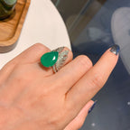 Feather Green Silver Anti Tarnish Free Size Ring For Women Bulk