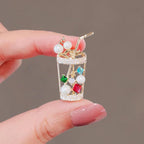 Multi Color Juice Glass Gold Cubic Zirconia Copper Brooch For Women Bulk