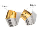Two Tone 18K Gold Silver Stainless Steel Anti Tarnish Ear Cuff Stud Earring For Women
