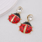 Ladybug Red Black 18K Gold Cubic Zirconia Drop Earring For Women Bulk