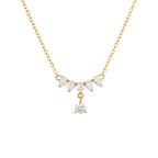 Stylish Teardrop Heart Stone Gold CZ Anti Tarnish Copper Necklace Bulk