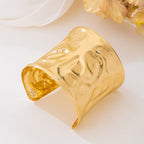 Designer Wide Textured Gold Plated Plain Alloy Bracelet For Women Bulk
